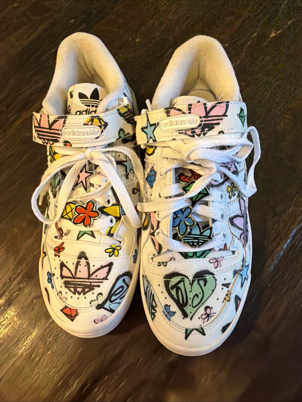Adidas -Jeremy Scott Forum Low / High Doodle / Graffiti Print Sneakers